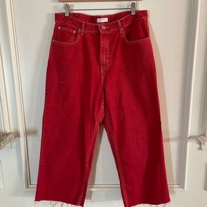 Red cropped pants ZARA